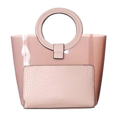 China 2022 New Water Resistant Custom Summer Letter Printing Jelly Bag Transparent Clear Beach Bags Shoulder Tote Female Bag for sale