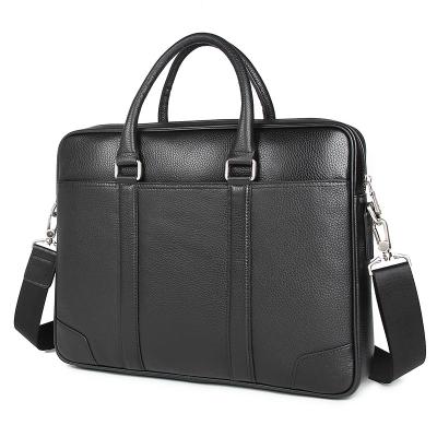 China GENUINE LEATHER Mens Laptop Bag Black Cowhide Avocado Grain Men's Briefcase Messenger Bag for sale