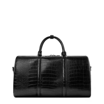 China Fashion Outdoor Luggage Bag Black Crocodile PU Leather Travel Bag Weekender Fleece For Man for sale