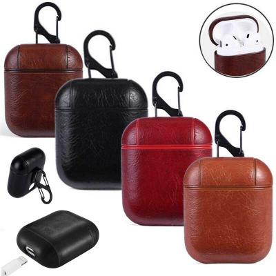 China Anti Lost Anti-fall Stand Case For Apple Airpods Pro 3 1/2 Case Luxury PU Leather Case With Hook for sale