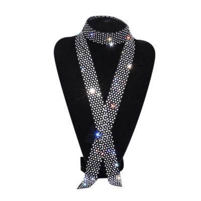 China Temporary rhinestone yarn tie ladies dance accessories fashion shiny crystal tie sequins tie tide wholesale for sale