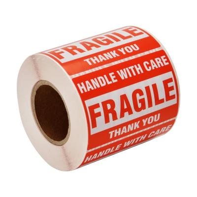 China Waterproof Red Fragile Label Sticker Handle With Care Thank You Shipping Labels Stickers 500 Labels Per Roll for sale