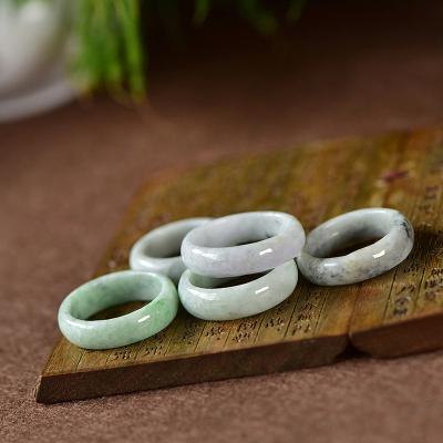 China 2021 CLASSIC Floating White Jade Rings Accessories Personality Couple Jade Jewelry Natural Jadeite Flower for sale