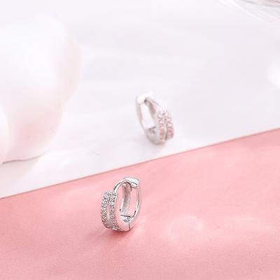 China 925 Sterling Silver Micro Diamond Style Fashion Japanese And Korean Double Hoop Earrings Wholesale for sale