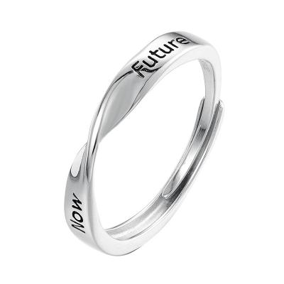 China FASHIONABLE Korean version of simple and fashionable letters men's and women's S925 twist English sterling silver ring for sale