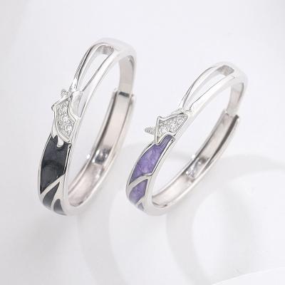 China 2021 Fashion Trendy Hot Selling Adjustable Jewelry Open Unicorn Couple Rings S925 Sterling Silver for sale