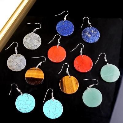 China FASHIONABLE European and American trend of colorful fashion round natural stone earrings ladies accessories for sale