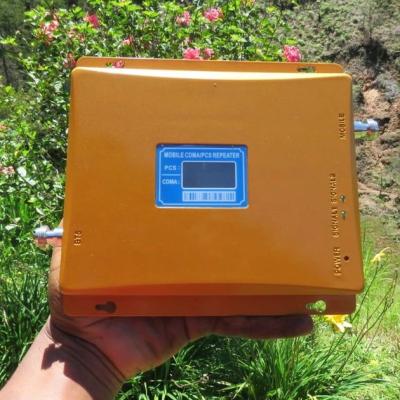 China Signal Booster For Mobile Phones 500 sqm Coverage Dual Band CDMA Gold 800 PCS 1900 Mobile Phone Signal Booster Repeaters 2g 3g 4g for sale