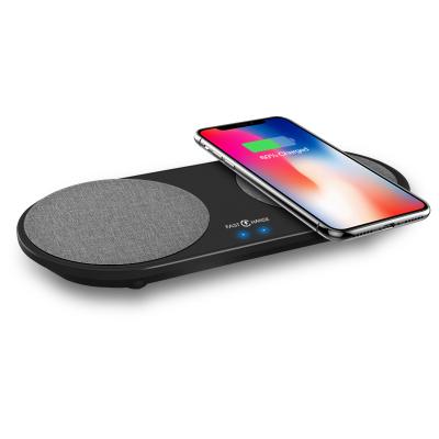 China DC 5.0 Input 2 Coils Qi Wireless Charging Pad 2 In 1 Fast Charge Twin Pad for sale