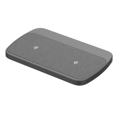 China 2 In 1 Qi Twin Wireless Charger Aluminum Alloy Fast Charging Pad for sale