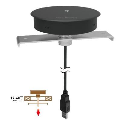 Chine invisible de 9V 1.75A Hudly construit dans le bureau sans fil de chargeur avec le câble de 1.5M USB à vendre