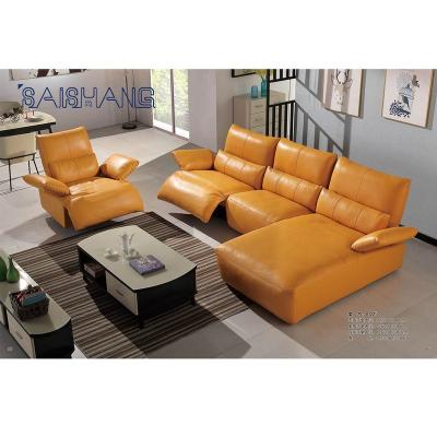 China Italian Recliner Style L Shaped Function Recliner Style Leather Italian L Shaped Extended Modern Recliner Living Room Furniture Sofa Set (Height) for sale