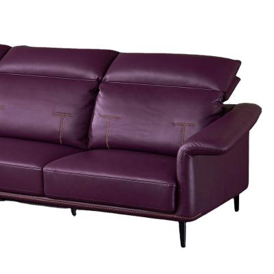 China New modern hot sale furniture luxury sofa set purple high end leather sofa living room furniture set sofa for sale