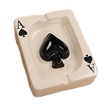 China Custom Black Funny Heart Poker Holder Ash Novelty Style Cigar Ashtray Home Decoration Ceramic Crafts for sale