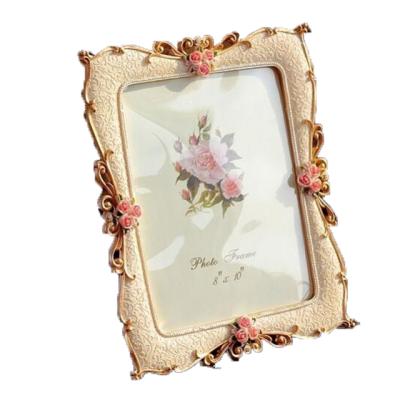 China Rose Flower Home Decor Picture Frame Picture Frame Vintage Retro Wedding Picture Frame for Home Decor for sale