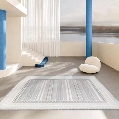 China Center Washable Cream Modern Area Rug Stripe Color Machine Made Home Carpet For Living Room for sale