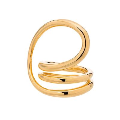 China TRENDY Geometric Ring Irregular Twisted 18K Gold Stainless Steel Finger Ring For Women Minimalist Jewelry for sale