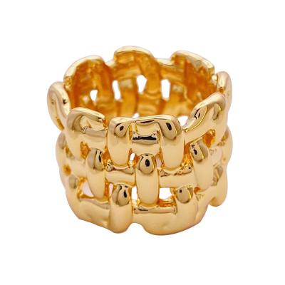 China High Quality Brass Jewelry Irregular Plaid Woven Ring 18K Gold Plated Ring Lead Free Nickel Free for sale