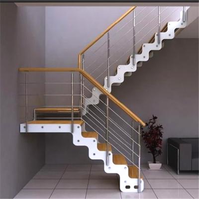 China Home House / Commercial Building Villas Design Stainless Steel Wooden Small Straight Staircase for sale