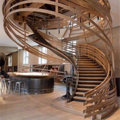 China Home House / Commercial Building Specially Designed Revolving Solid Wood Staircase for sale