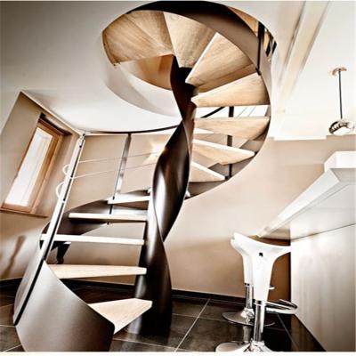 China Home Bedroom / Building Stainless Steel Staircase / Commercial Modern Wood Curved Circular Stairs for sale