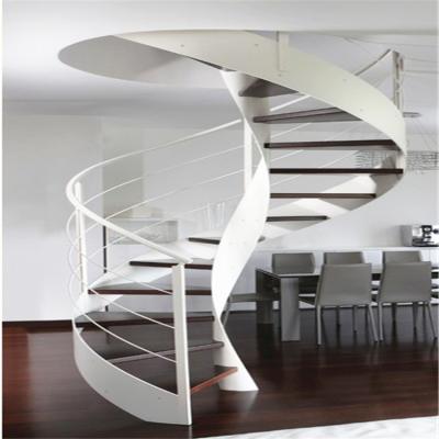 China Home House Steel Wood Curved Staircase / Commercial Building / Internal Residential Double Stringer Curve Stairs for sale