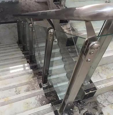 China Home / Commercial Building Double House Steel Column Outside Frameless Glass Stair Railing for sale