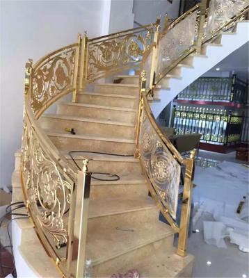 China Customized Design Luxury Golden Hotel Stair Railing For Hotel Lobby for sale