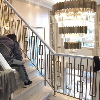 China Customized Luxury Design Gold Stainless Steel Handrail For Indoor Stairs for sale