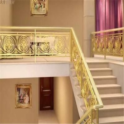 China Customized Design Gold Handrails Luxury Decorative Metal Stair Railing Made In Guangdong for sale