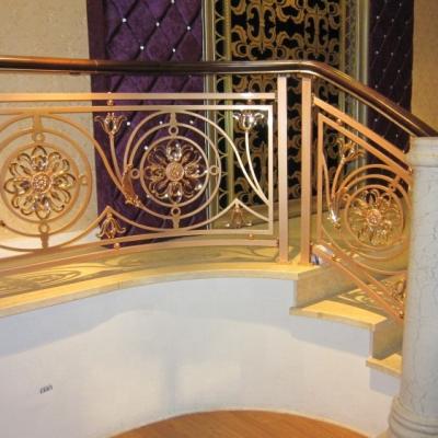 China Customized Luxury Indoor Decorative Stair Railing Stainless Steel Gold Design Armrest Decorative Steel Color Fashionable Stair Railing for sale