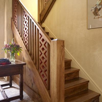 China Customized design fabricate antique brass handrail and industrial stair handrail with solid wood for sale