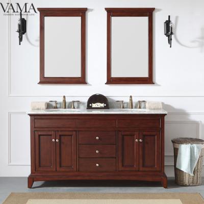 China VAMA Waterproof Large 60 Inch Floor Standing Double Sinks American Style Bathroom Vanity Cabinet 709060 for sale