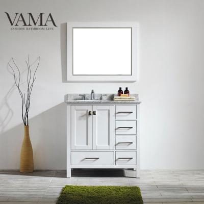 China VAMA Waterproof American Hot Sale 36 Inch Gray Bathroom Vanity With Carrara White Table Top 723036 for sale