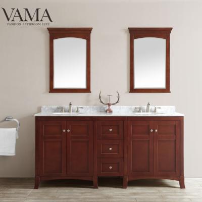 China VAMA Waterproof 72 Inch American White Solid Wood Double Sink Bathroom Vanity 730072 for sale