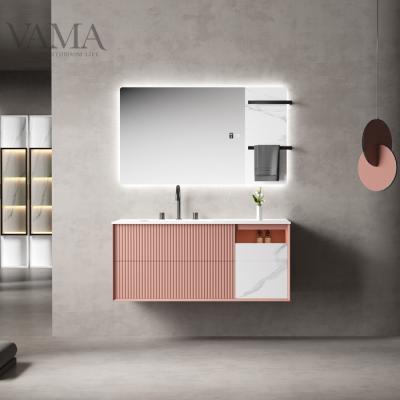 China VAMA 1200mm New Waterproof Luxury Design Ripple Effect Wall Mounted Bathroom Vanity With Factory Price JA11228 for sale