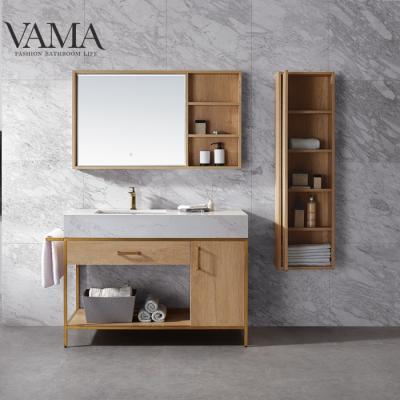 China VAMA 1200mm Waterproof Gold Hotel Stainless Steel Industrial Bathroom Vanity With Legs Foshan 769052G for sale