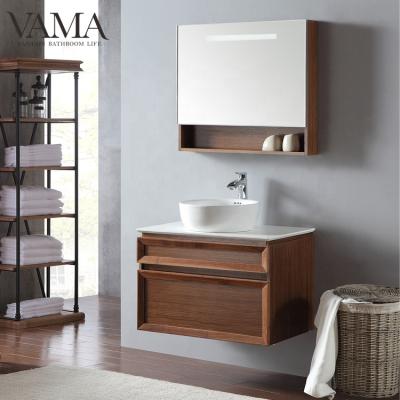 China Modern VAMA 800mm Waterproof Wood Veneer Bathroom Vanity Set With Mirror Cabinet 17080 for sale