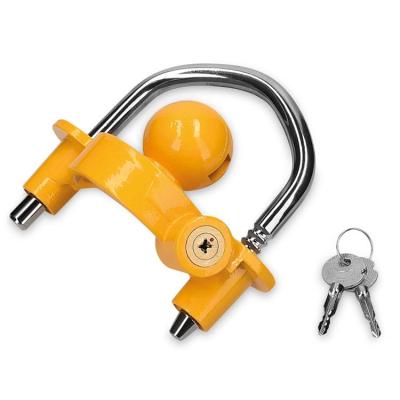 China Trailer Truck Used 1 Universal Anti Theft Tow Ball Coupling Lock Trailer Hitch Coupler Yellow Plated Lock for sale