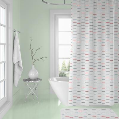 China Wave Triangle Cell Polyester Bathroom Shower Curtain Printed Sustainable Designed Waterproof Line Stone for sale