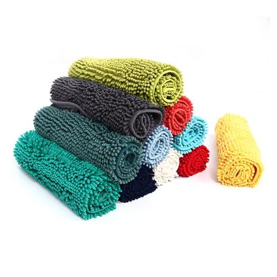 China Non Slip Sustainable Chenille Bath Mats For Bathroom Cover Microfiber Water Absorbent Bath Mat for sale