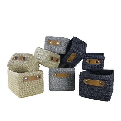 China 3pcs/set Viable Polypropylene PP Woven Basket Home Storage Organizer Custom Storage Boxes for sale