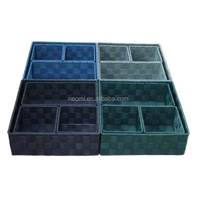 China Durable 4 Storage Basket Nylon Woven Rectangular Solid Business Durable Set Hard With Different Colors for sale