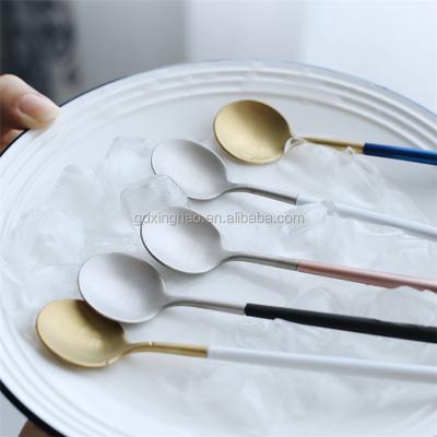 China Cheap Viable Gold Color Stainless Steel Dessert Spoon Tea Spoon Sugar Spoon for sale