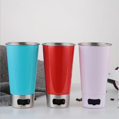 China Factory price new design stainless steel beer cup viable multifunctional coffee mug with beer opener for sale