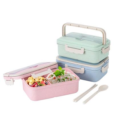 China Microwave Heated Biodegradable Wheat Straw Lunch Box Bento Container Tiffin Box Food Storage for sale