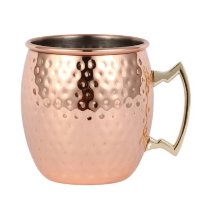 China 550ml Sustainable Hammered Copper Clad Stainless Steel 304 Moscow Mule Mug for sale