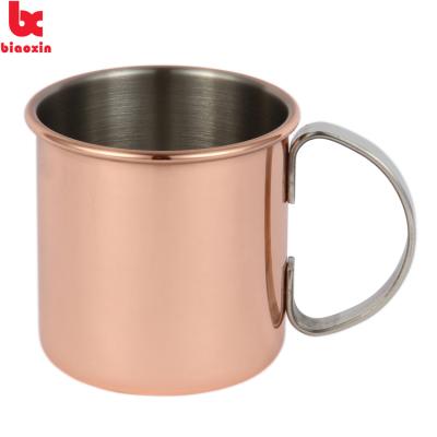 China Sustainable Hot Selling Stainless Steel Mug With Single Handle Cooper Moscow Mule Mug for sale