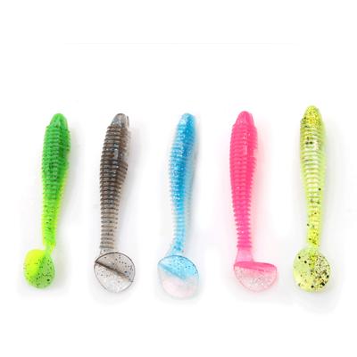 China Light Green Squid In The Dark To Lure Fish Mini T Big Tail Soft Bait 7cm/3g Swim Bait Fishing Plastic Lure Spell Japan Soft Bait for sale