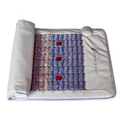 China Luxuryade LY-001-G9T Back Spine Massage 7-Gemstone Crystal Hot Stone Photon Rainbow Stone Far Infrared Rays Therapy 7-Gems Comfortable Folded Mat for sale